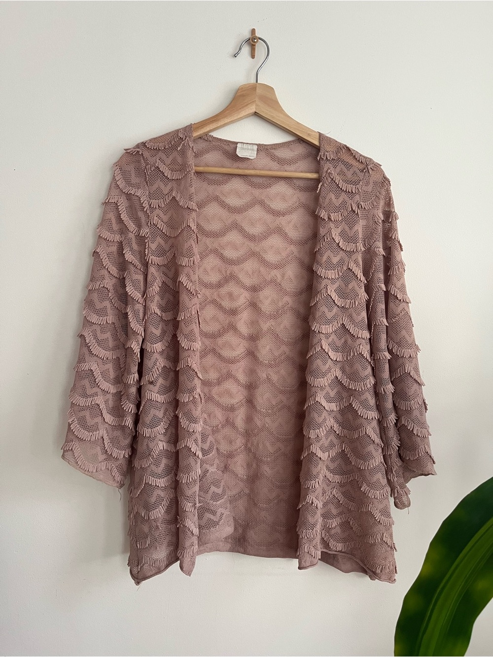 Mauve Lace Overlay Kimono